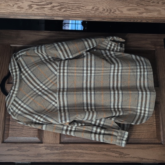 Tan and Gray Plaid Utility Jacket - Picture 3 of 3